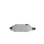 Light Grey Flare Fanny Pack — slim belt bag with an adjustable webbing strap, shown on white