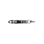Light Grey Flint Keychain laid flat on white — webbing strap with a metal clip and D-ring