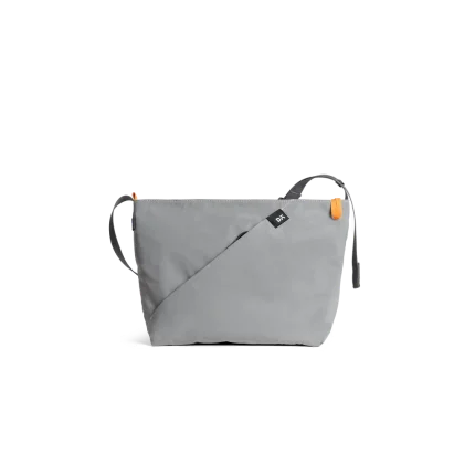 Light Grey Joules Crossbody Bag — fabric crossbody with an adjustable strap, shown on white