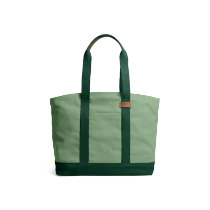 Mint Green-Forest Green Field Tote Bag — canvas tote with contrast webbing handles, shown on white