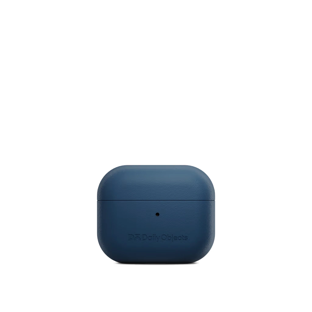 Navy-Blue-Leatherite-AirPods-Pro-2-Case-Cover Navy Blue Leatherite AirPods Pro 2 Case Cover shown closed from the front on a white background