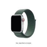 Pine Green Nylon Loop Apple Watch band fitted to an Apple Watch, shown on white — fits 38/40/41 mm cases, watch not included
