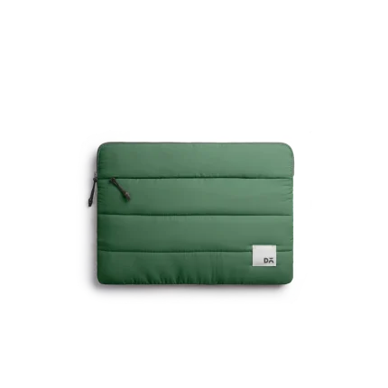 Pine Stria Laptop Sleeve Bag - Medium — padded quilted laptop sleeve with a side carry handle, shown on white