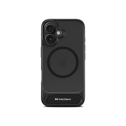 Pitch MagSafe Kickstand Phone Case Cover For iPhone 16 Plus shown front and back at an angle on white, with the MagSafe ring visible