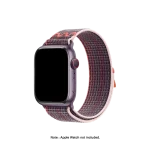 Plum-Orange Sports Loop Apple Watch band fitted to an Apple Watch, shown on white — watch not included