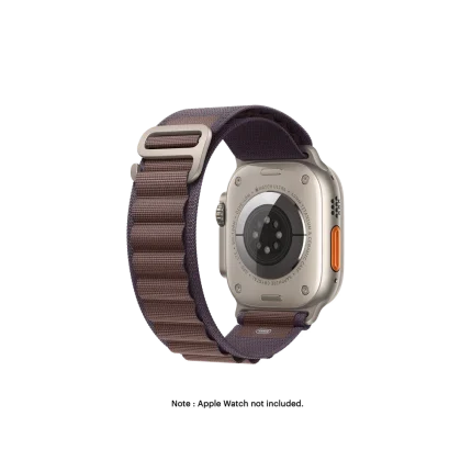 Plum Ridge Loop Apple Watch band fitted to an Apple Watch, shown on white — fits 42/44/45/49 mm cases, watch not included