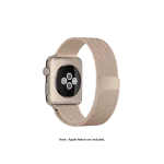 Rose Gold Magnetic Milanese Loop Apple Watch band fitted to an Apple Watch, shown on white — fits 38/40/41 mm cases, watch not included