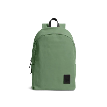Mint Green Pedal Daypack by DailyObjects — front view, pure cotton canvas with leather trim
