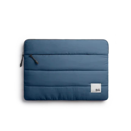 Space Blue Stria Laptop Sleeve Bag - Large — padded quilted laptop sleeve with a side carry handle, shown on white