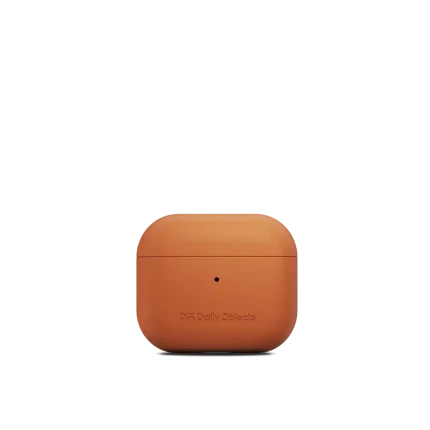 Tan Leatherite AirPods 3 Case Cover shown closed from the front on a white background