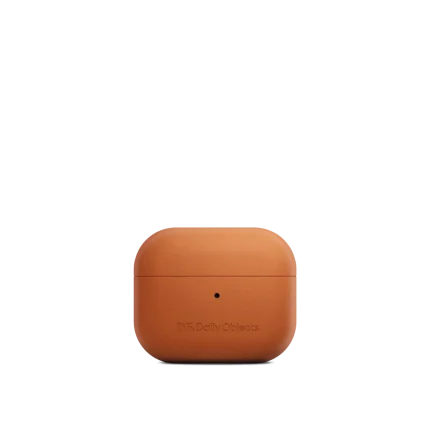 Tan Leatherite AirPods Pro 2 Case Cover shown closed from the front on a white background