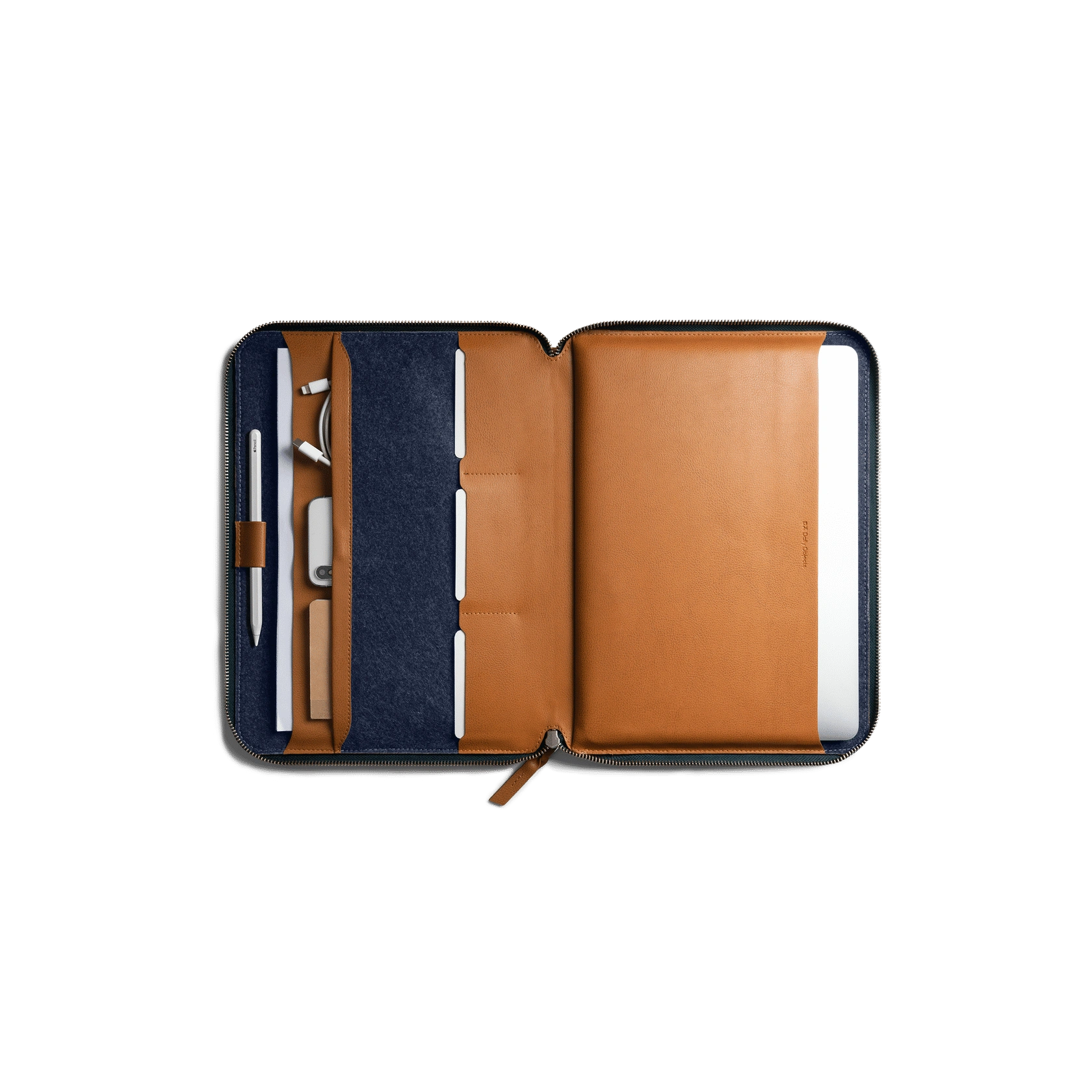 Tan-Urbane-Tech-Folio-vw Urbane Tech Folio Tan by DailyObjects – tan vegan leather tech organiser with blue felt interior