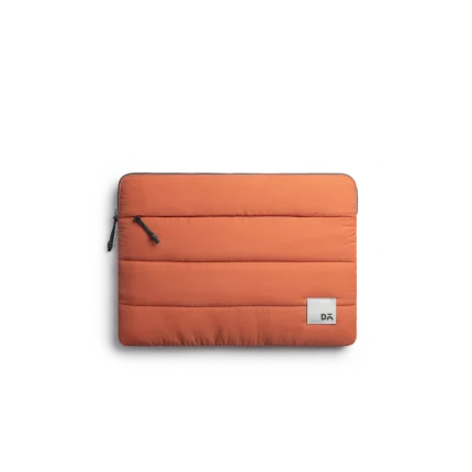Tangerine Stria Laptop Sleeve Bag - Medium — padded quilted laptop sleeve with a side carry handle, shown on white