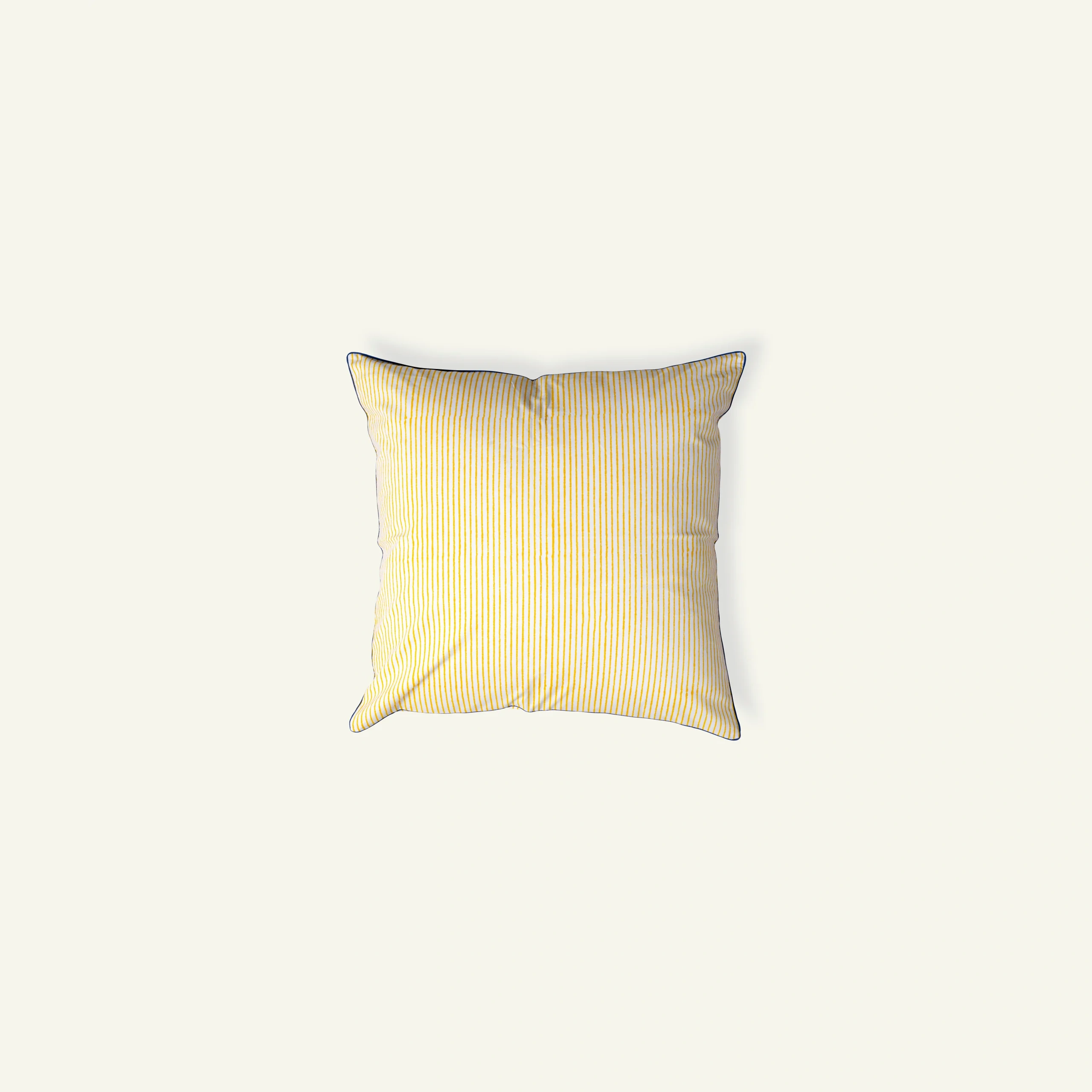 Mellow Yellow with Misty Blue Pure Stripes, 18x18 Inch Cushion Cover Mellow Yellow with Misty Blue Pure Stripes, 18x18 Inch Cushion Cover