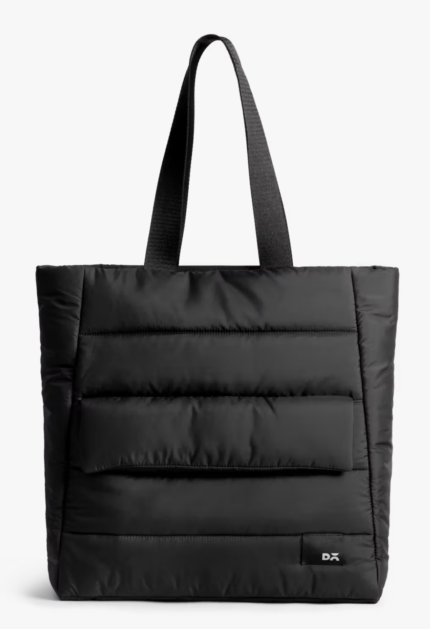 DailyObjects Black Wing Tote – quilted 23-litre laptop tote bag in black